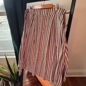 See You Monday Gray and White Linen Skirt